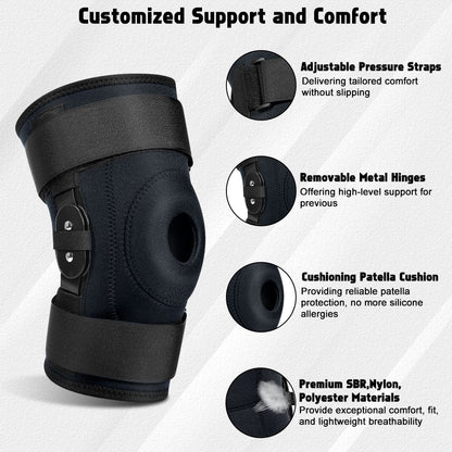 Adjustable Open-Patella Hinged Knee Brace: alternate color or angle