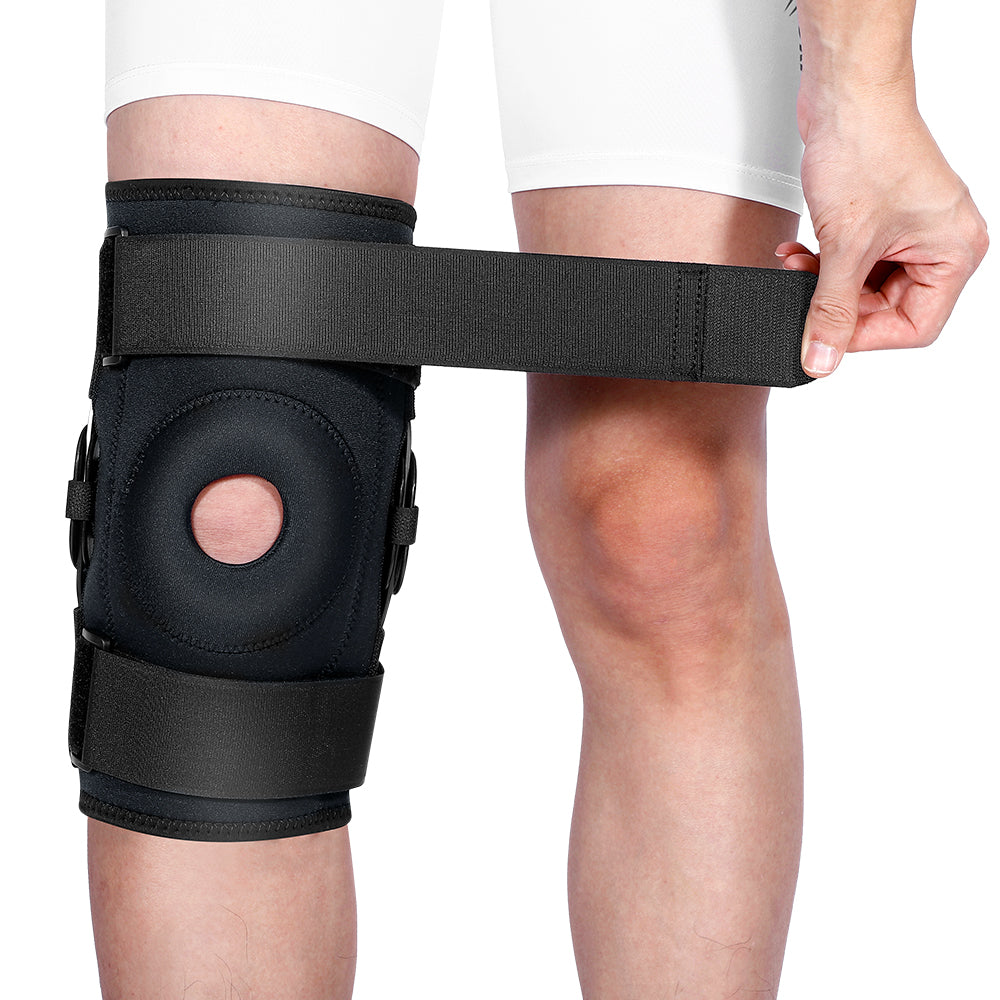 Adjustable Open-Patella Hinged Knee Brace: size chart reference
