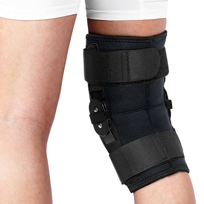 Adjustable Open-Patella Hinged Knee Brace: fit on the body