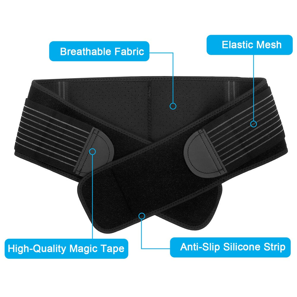 Adjustable Back Support Belt: fabric and stitching detail