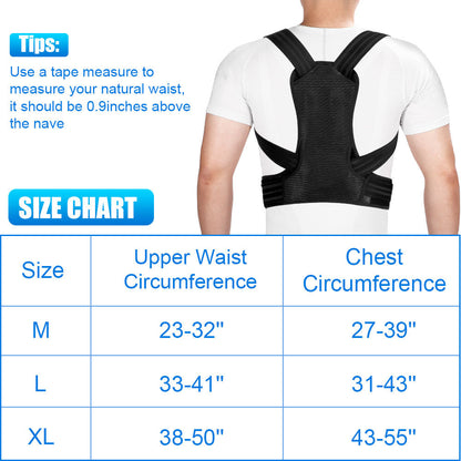 Back Support Posture Corrector: size chart reference