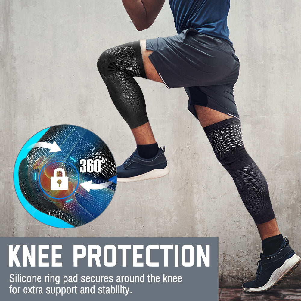 Football Knee Sleeves: fabric and stitching detail