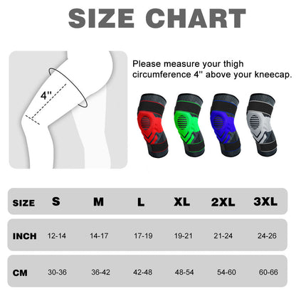 Pro Knee Brace: size chart reference
